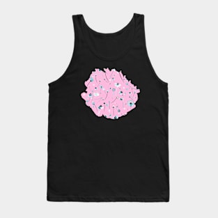 Ink flowers Blue pink Tank Top